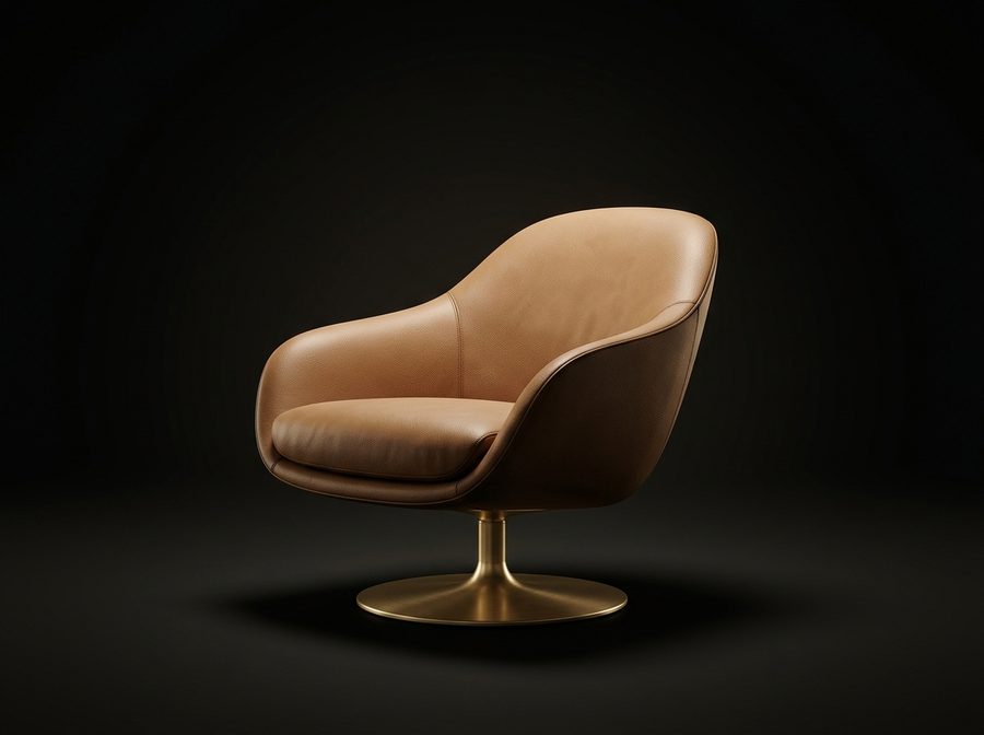 Lumen lounge chair in tan Italian leather