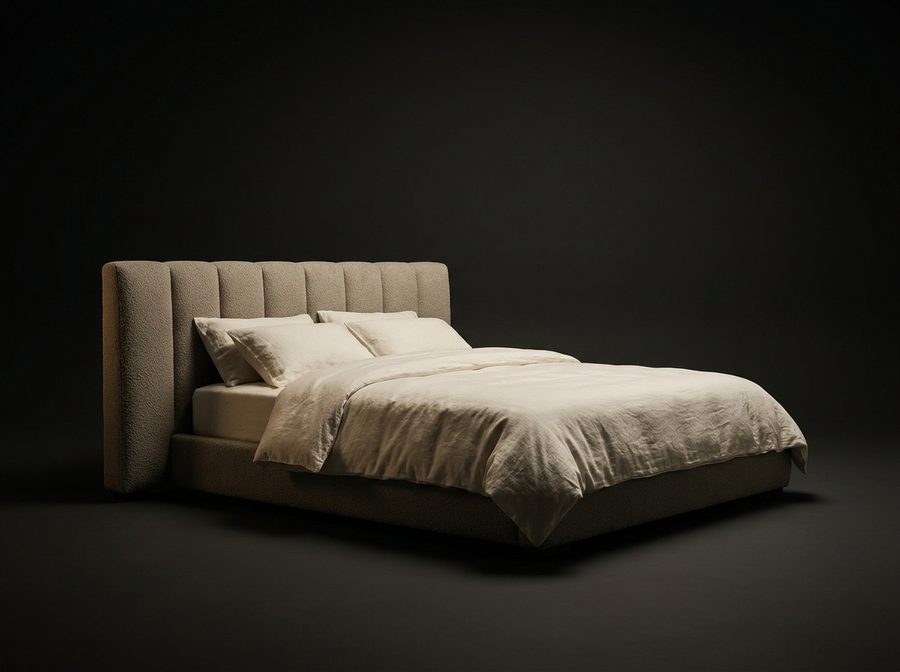 Sereno platform bed with tufted headboard