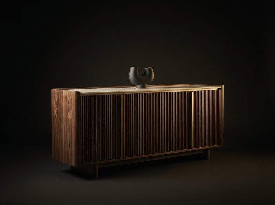Vauld sideboard in fluted walnut with marble top